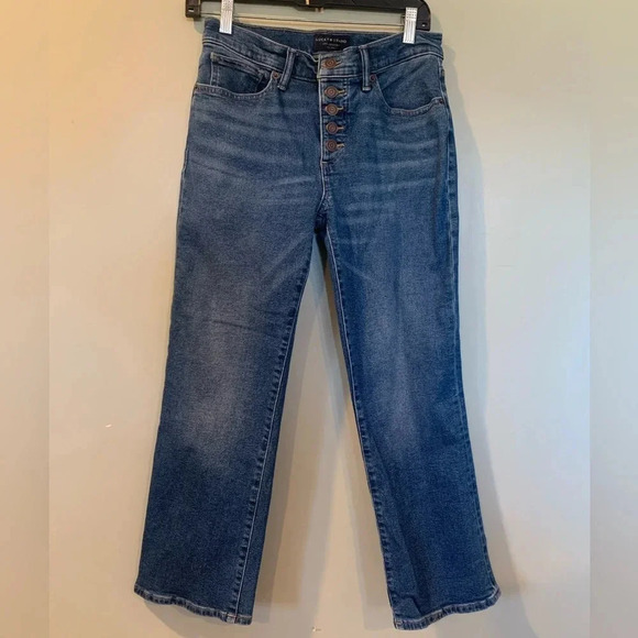 Women’s Size 4 Ava Cropped Lucky Brand Jeans Blue Crop Mini Boot Mid Rise - Picture 1 of 6
